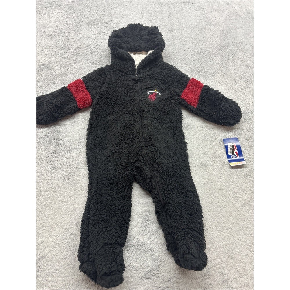 Miami Heat NBA Baby  18M‎ Sherpa Outerwear One Piece Romper Full Zip Black